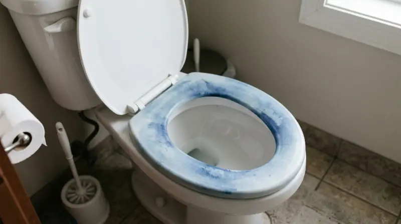 Toilet Seat Turned Blue
