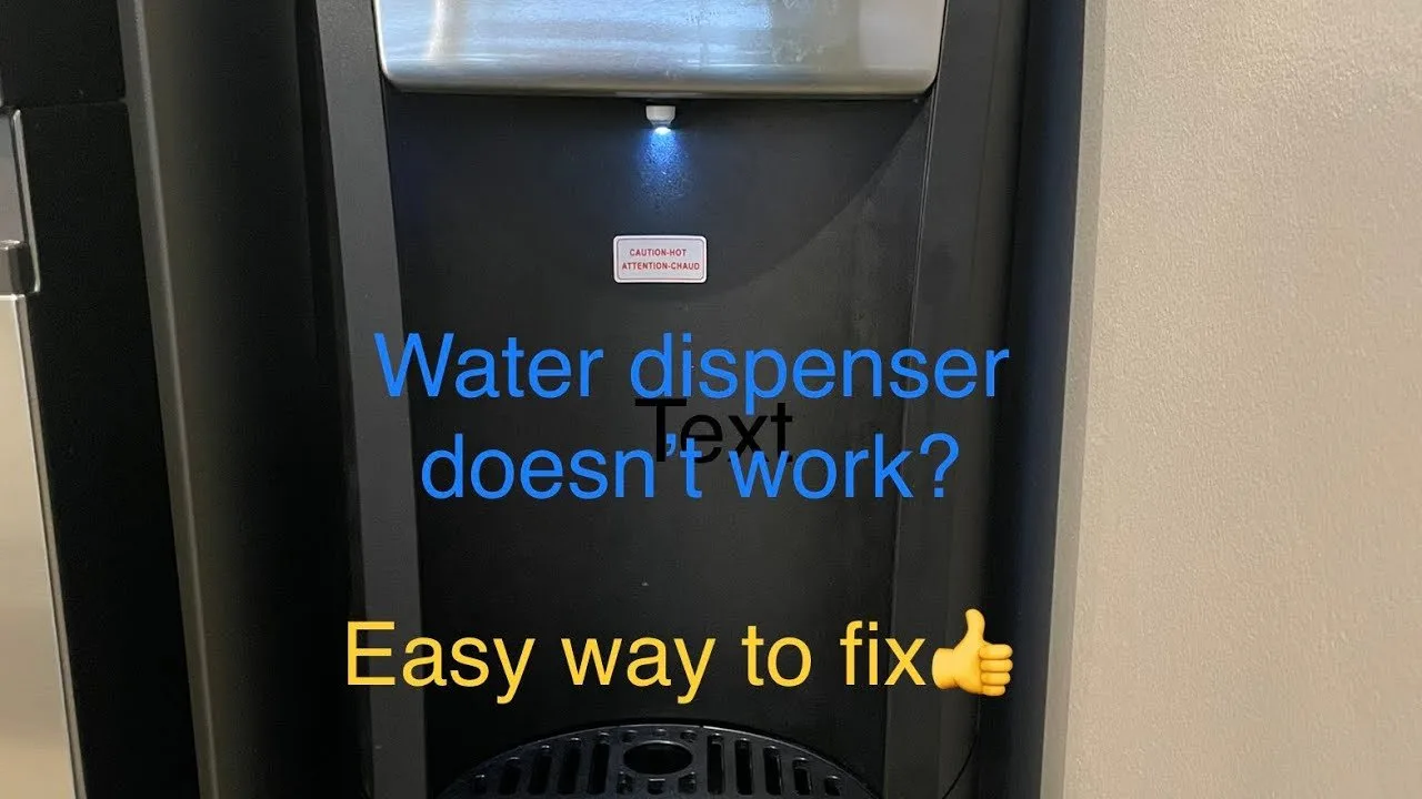Adjusting the temperature control dials on the back of a water dispenser unit.