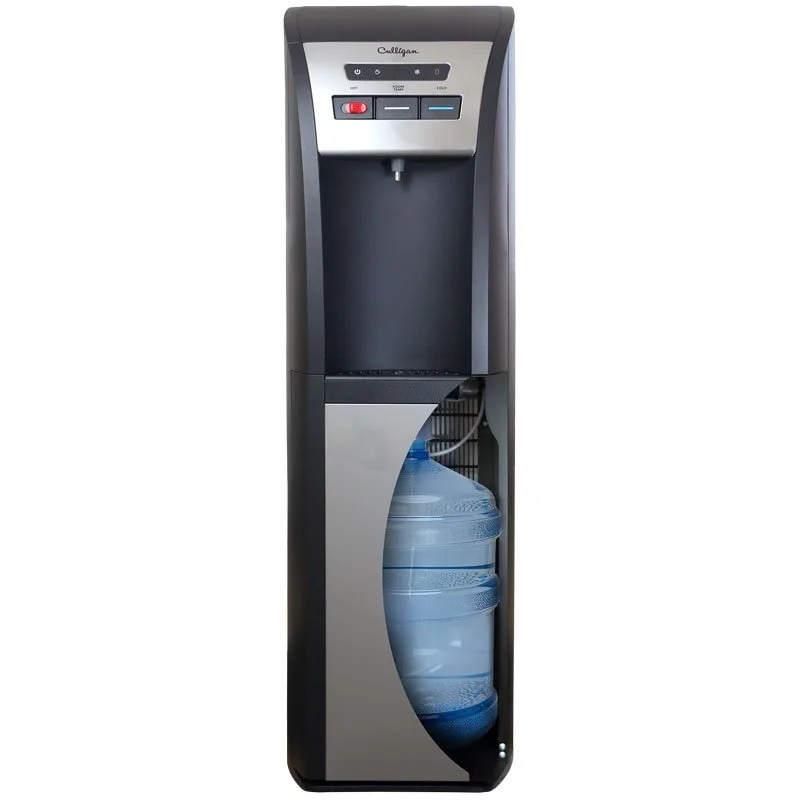 A water dispenser in a tidy home office setting during a frequently asked questions session.