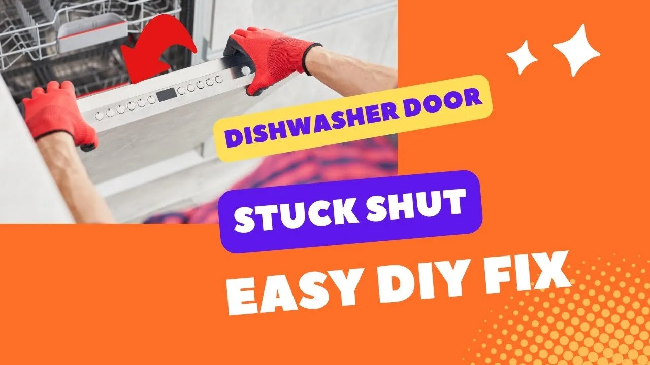 Detailed view of a dishwasher door latch mechanism inside a bright kitchen.