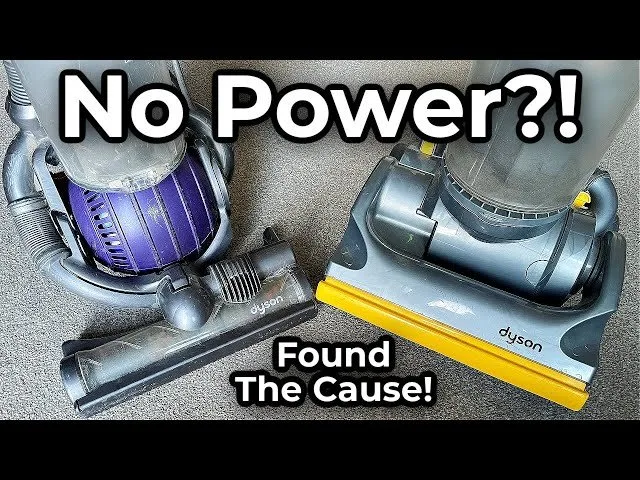 A person inspecting a cordless vacuum cleaner to troubleshoot a Dyson vacuum no power issue.