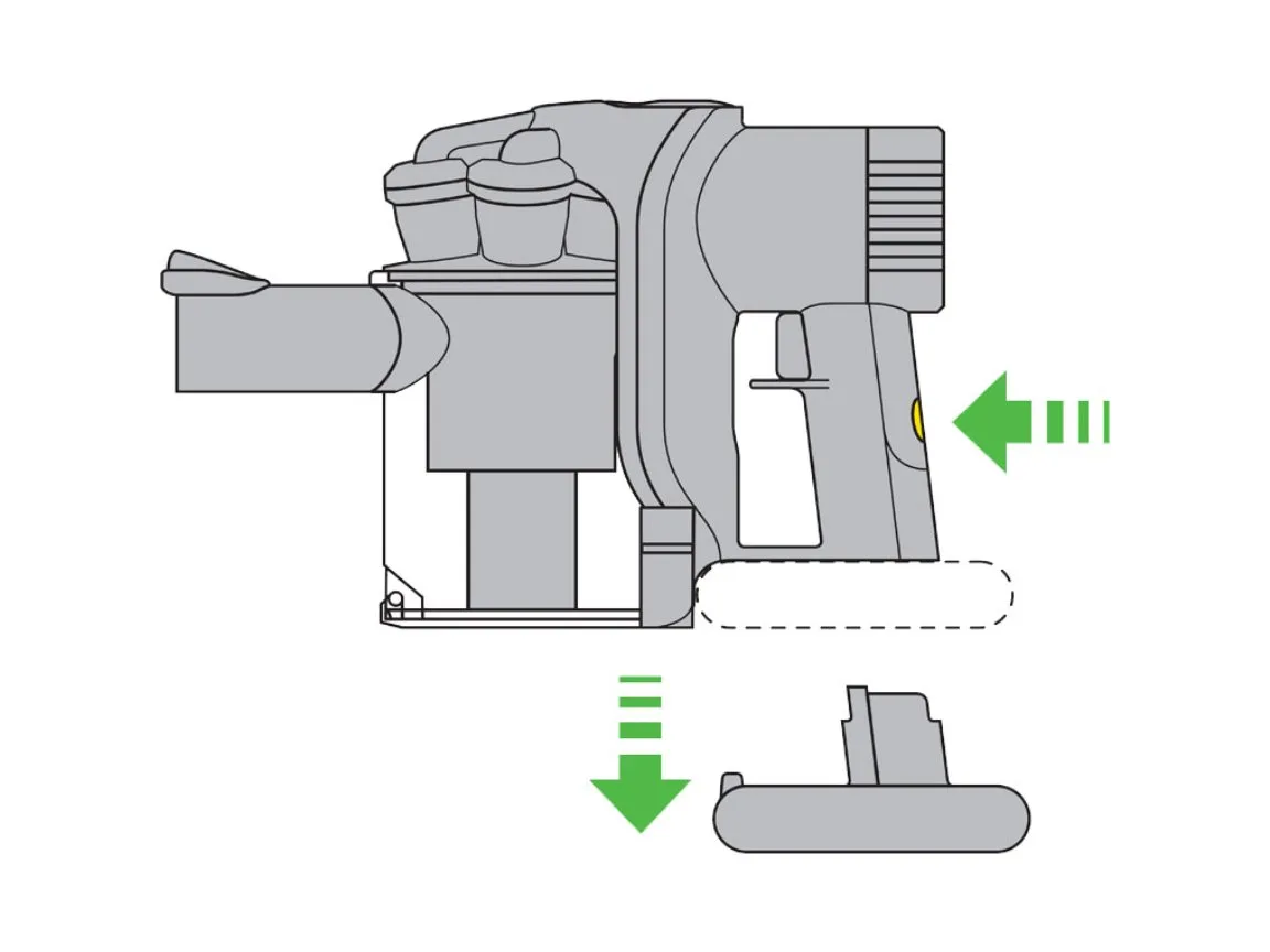 A close up of a vacuum wand showing an airflow blockage inside the tube.