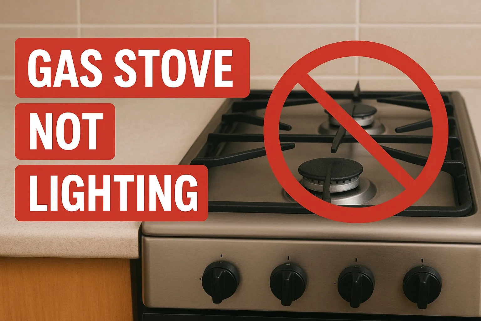 Clogged burner ports on a gas stove preventing the igniter from sparking properly.