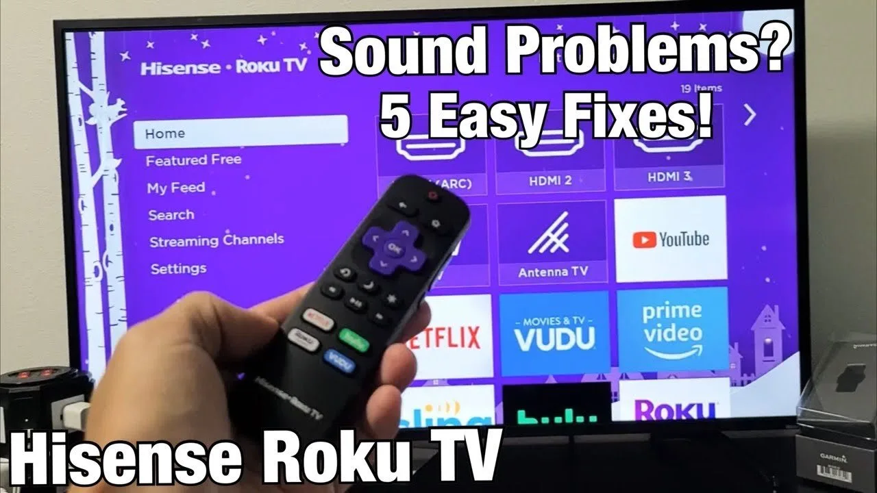 Selecting the correct audio output configuration on a modern Hisense television screen.