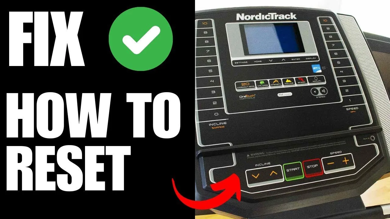 A person standing next to a treadmill in a bright home gym looking at the console.
