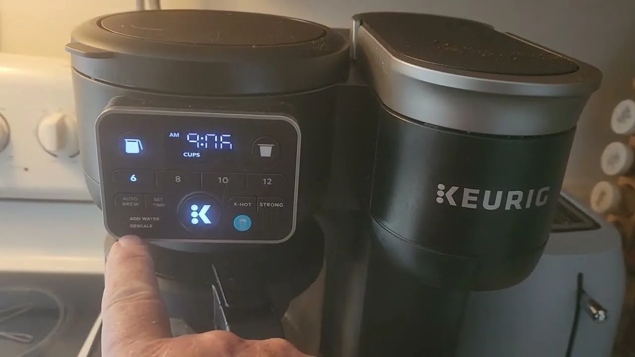 Close up of the water reservoir sensor inside a home coffee brewing machine.