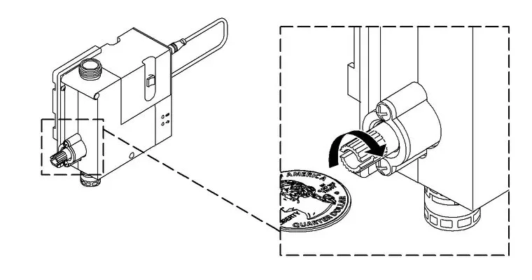 A dirty faucet aerator with mineral buildup is removed for home maintenance.