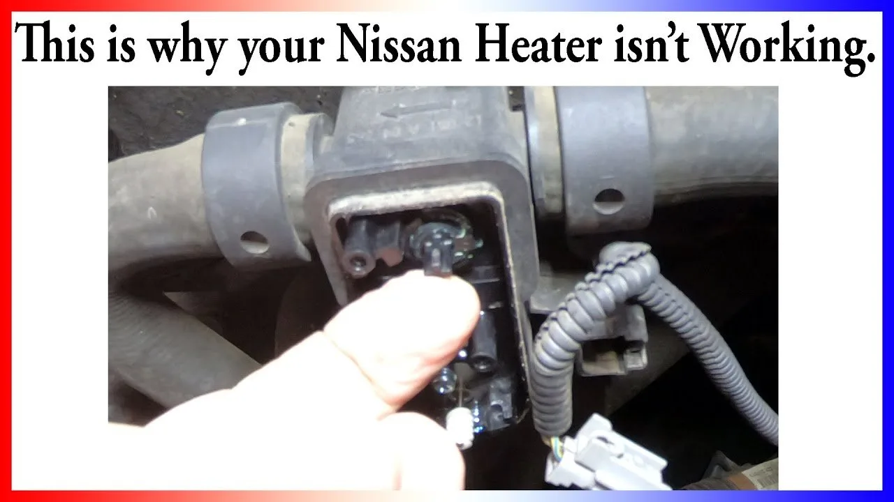 A mechanic inspecting the coolant reservoir in the engine bay of a Nissan Titan.