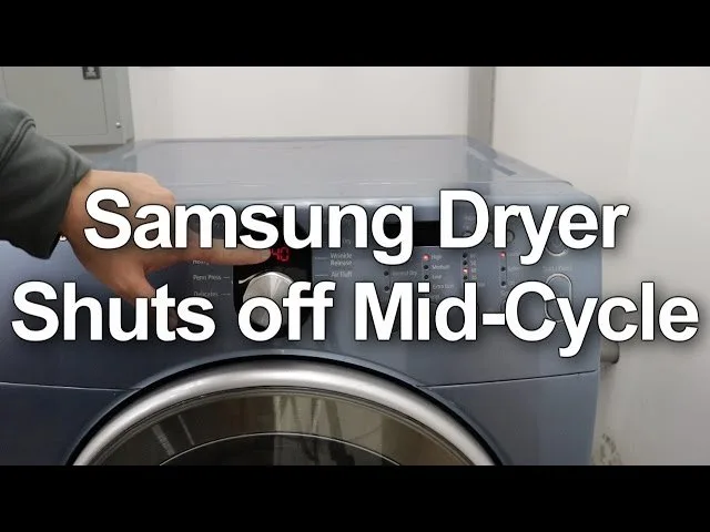 Inspecting the mechanical door switch on a dryer to fix shutting off issues.