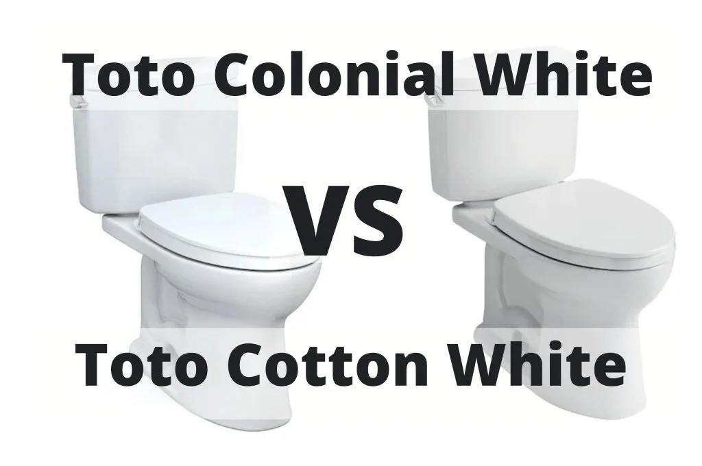 Close up of porcelain color samples showing the difference between Cotton and Colonial White.
