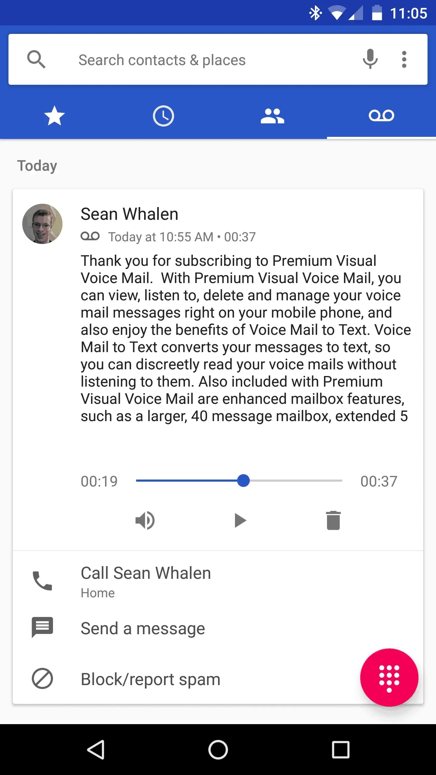 Smartphone displaying a help page to answer questions about Verizon visual voicemail problems.