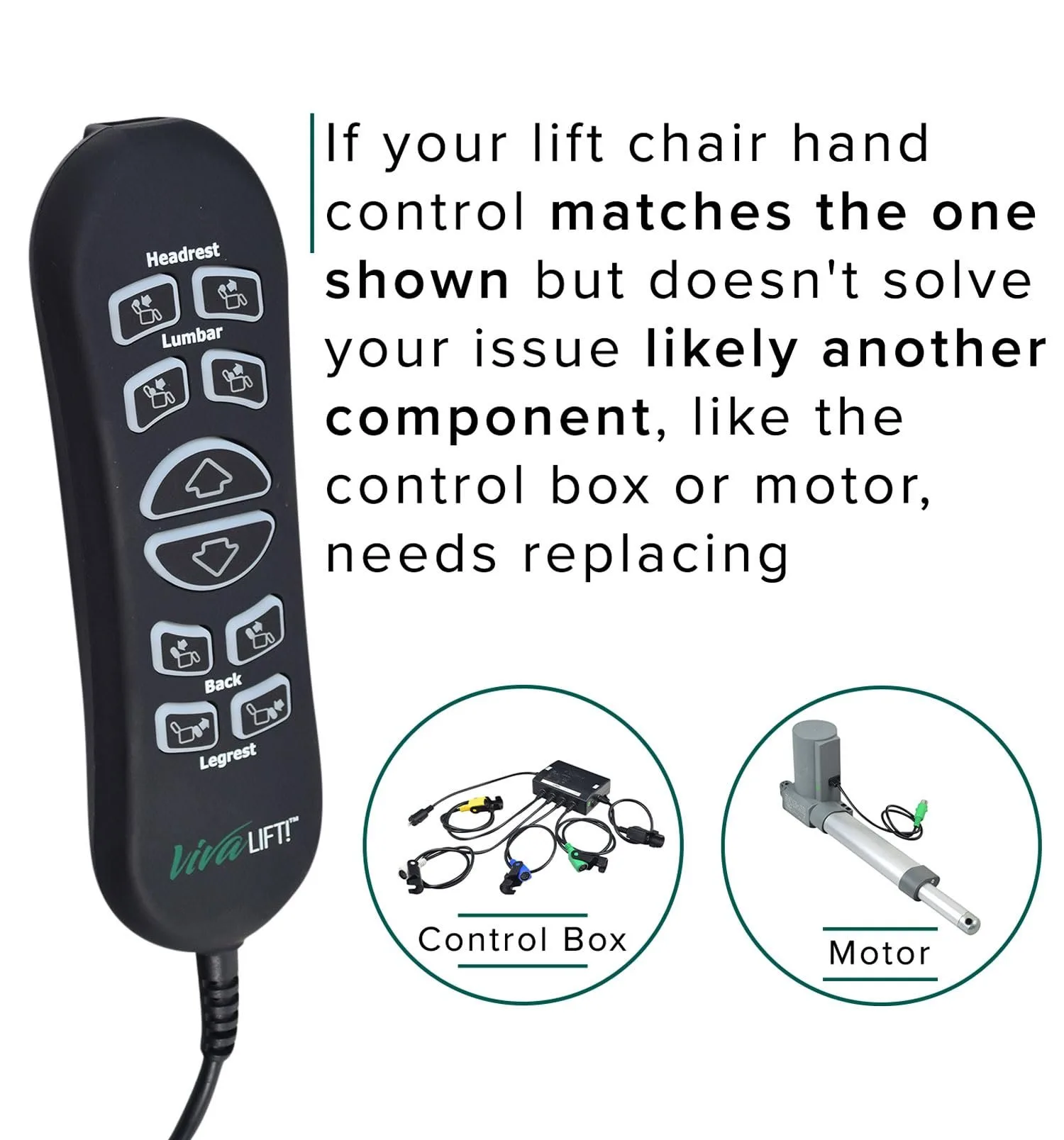 A lift chair remote and instruction manual resting on a wooden side table.